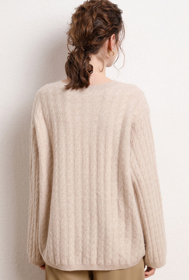 Cashmere-Blend Oversized Twist Knit Sweater
