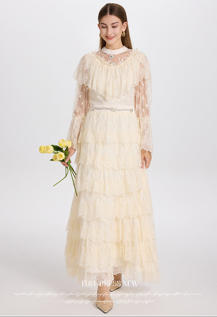 French Elegance Tulle-Layered Crystal Princess Gown