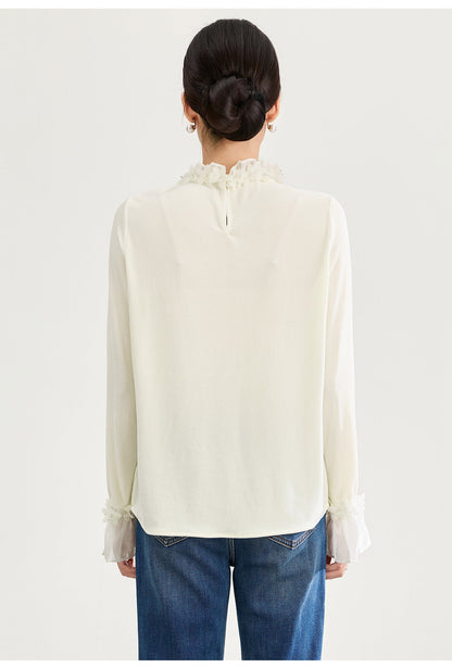 Floral Collar Velvet Blouse
