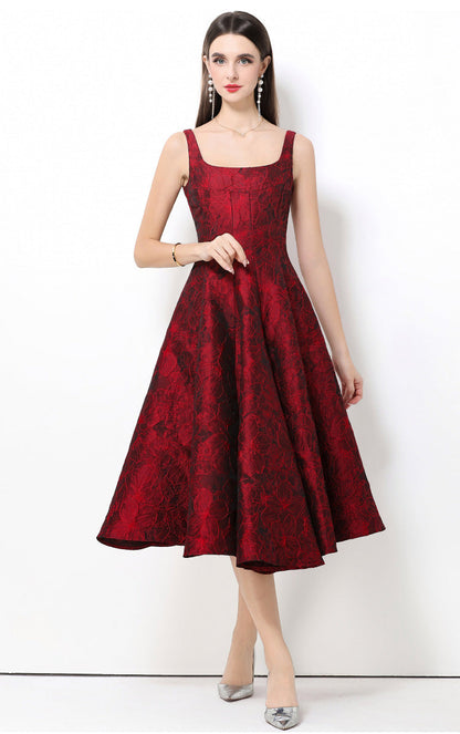 Rosé Lumière Jacquard Strap Maxi Dress