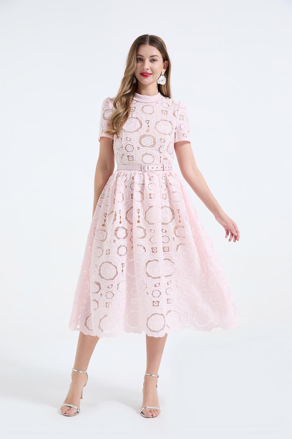 Elegant Lace Puff Maxi Dress
