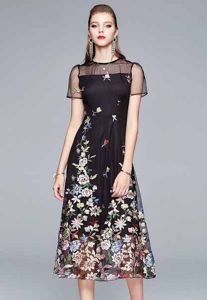 Elegant Summer Dress with Colorful Embroidery