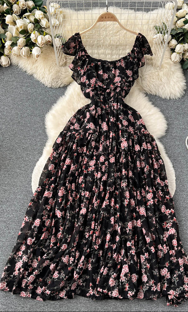 Flora Ruffle Sleeve French Dress