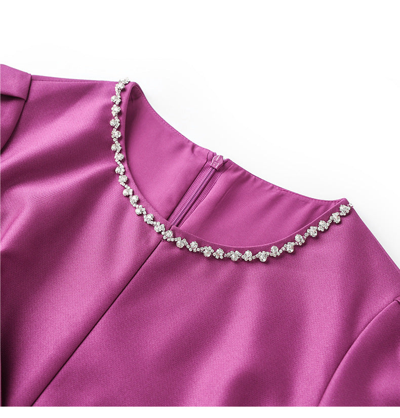 Shimmer Texture Mid-Waist Premium Midi Dress