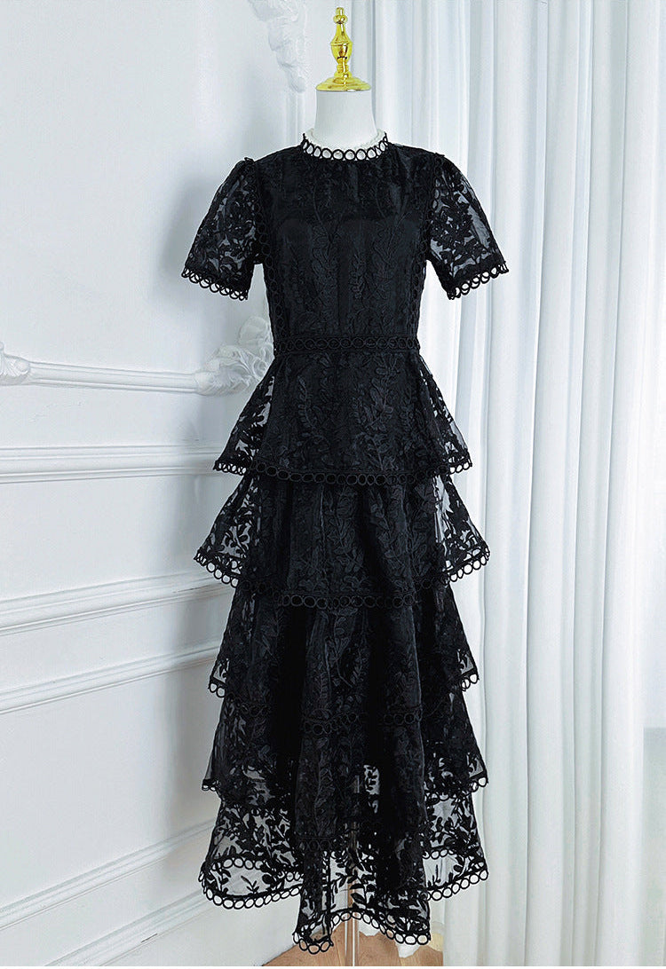 Embroidered Ruffle Tiered Maxi Dress