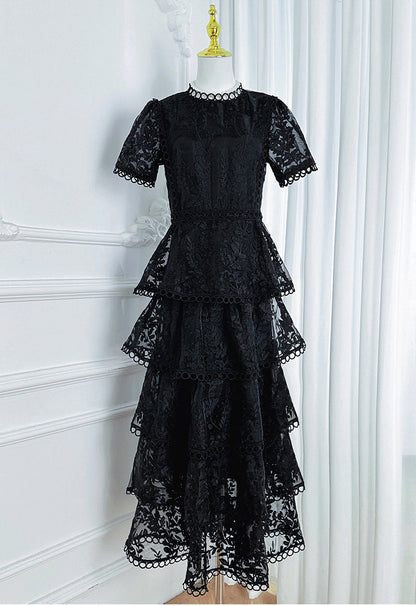 Embroidered Ruffle Tiered Maxi Dress