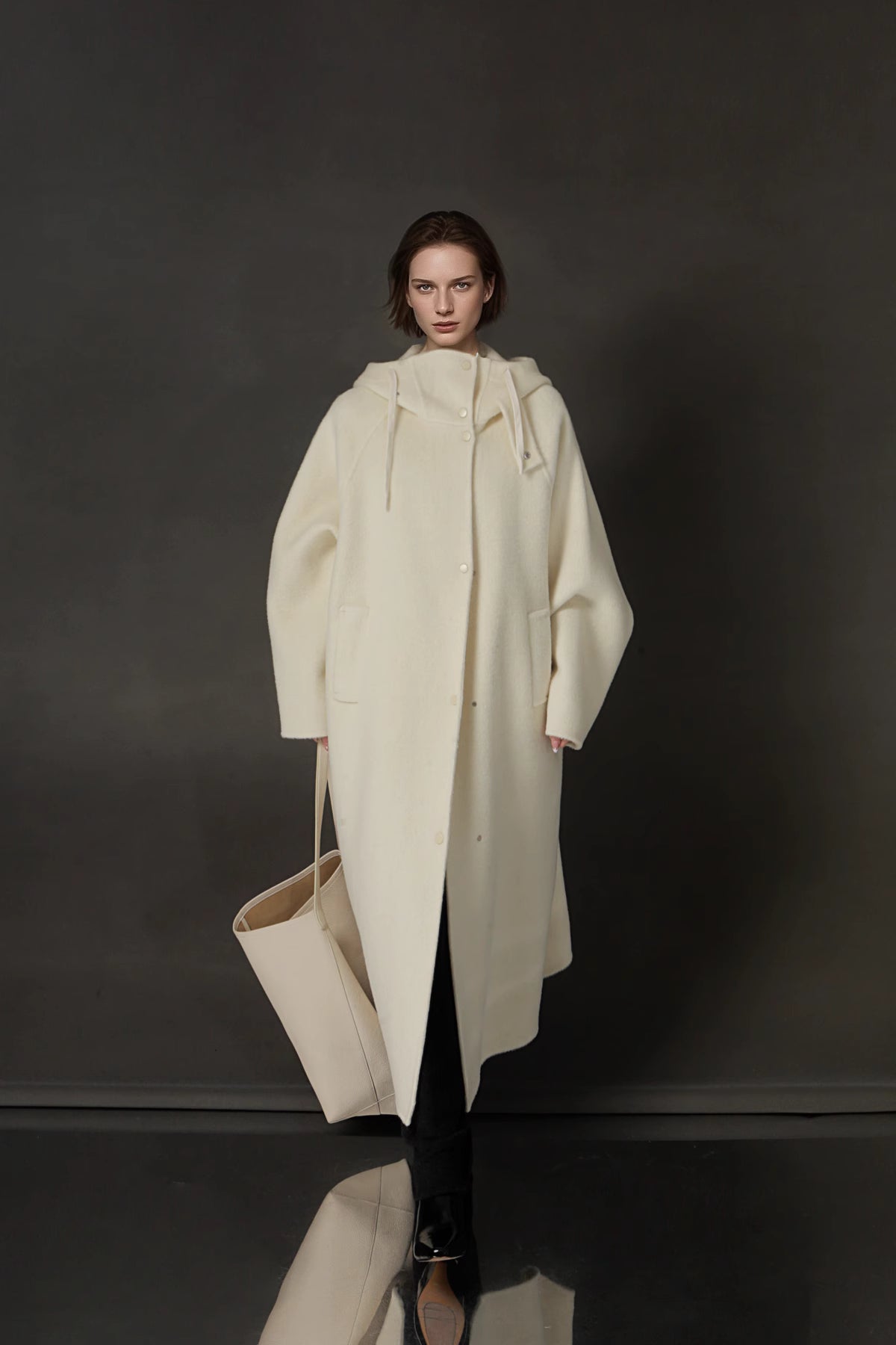 Hooded Alpaca Wool Long Coat