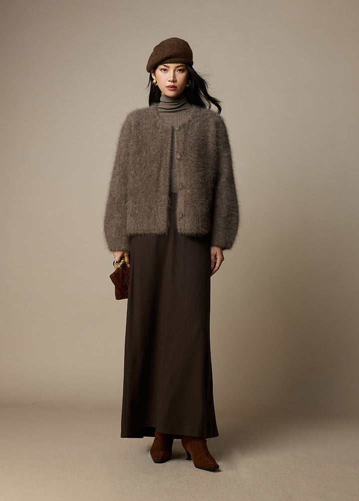 Luxury Wool-Blend Cropped Knit Jacket