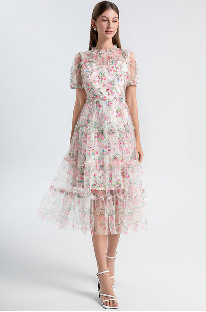 Floral Tulle Midi Dress