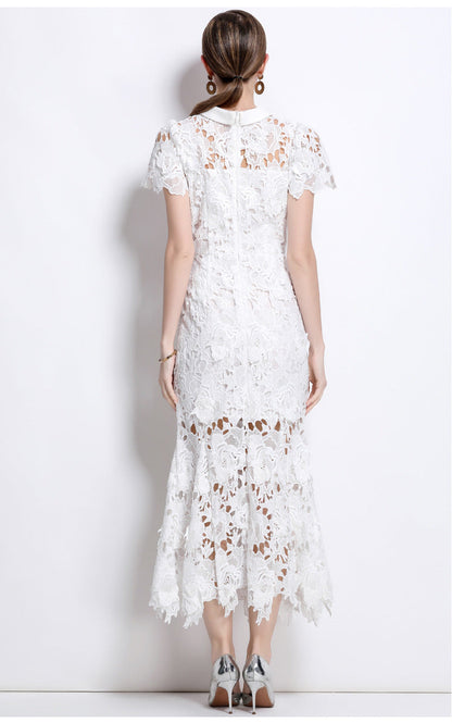 Lace High Neck Midi Dress