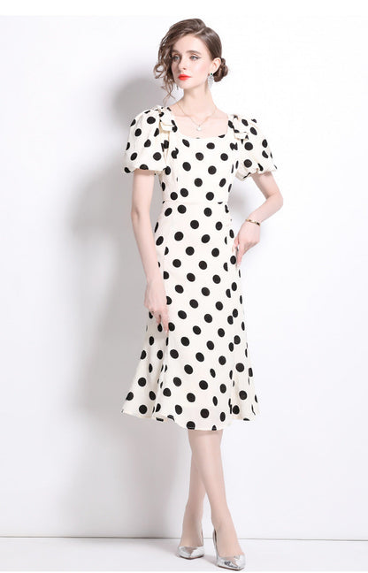 Polka Dot Bow Midi Dress
