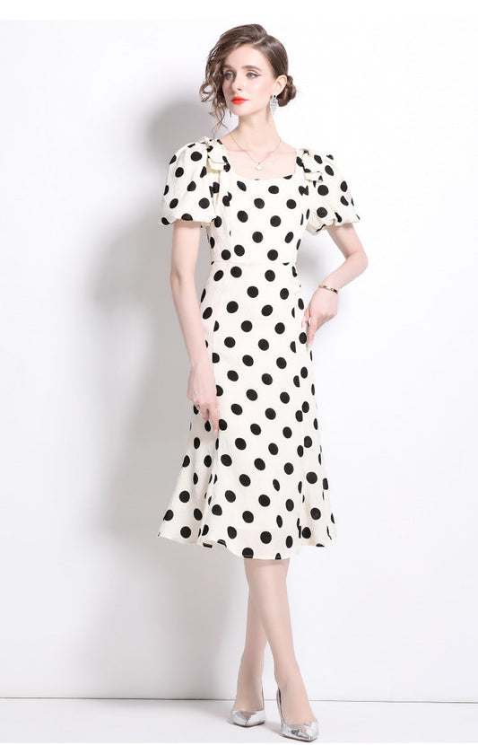 Polka Dot Bow Midi Dress