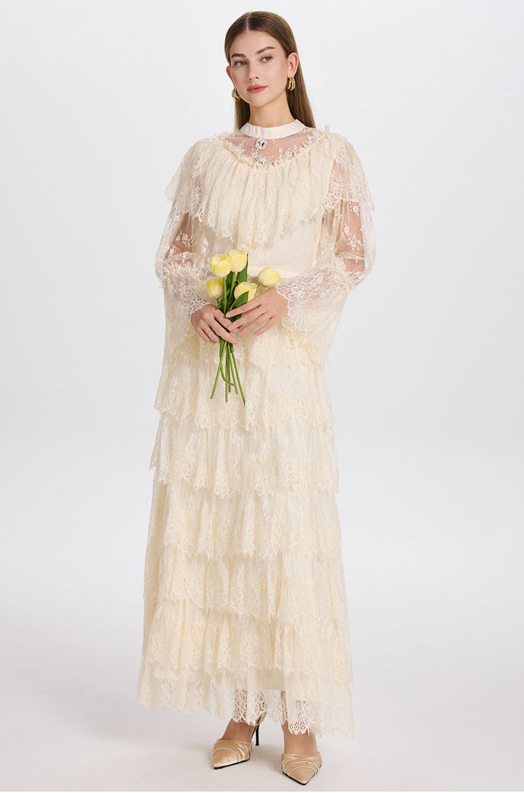 French Elegance Tulle-Layered Crystal Princess Gown