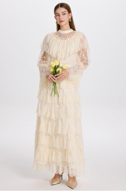 French Elegance Tulle-Layered Crystal Princess Gown