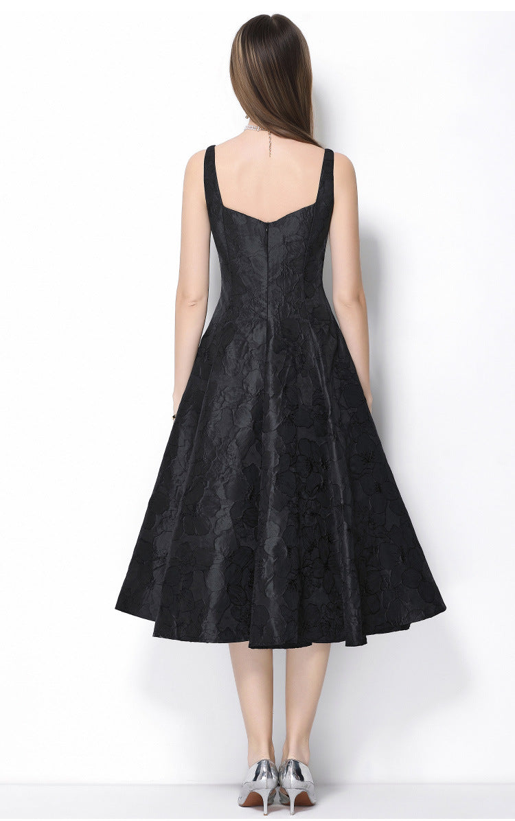 Rosé Lumière Jacquard Strap Maxi Dress