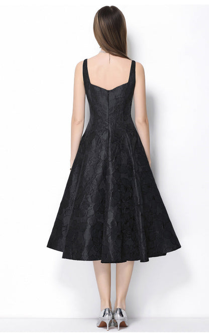 Rosé Lumière Jacquard Strap Maxi Dress