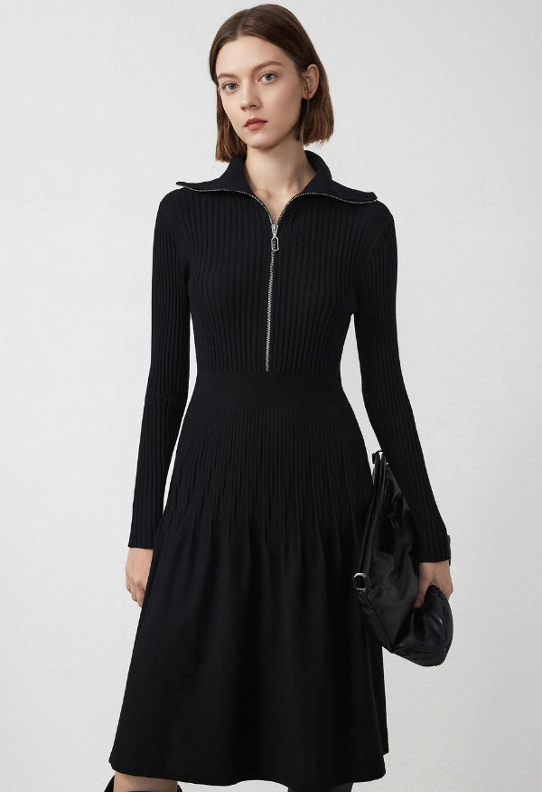 Collared Slim Fit Knit Dress