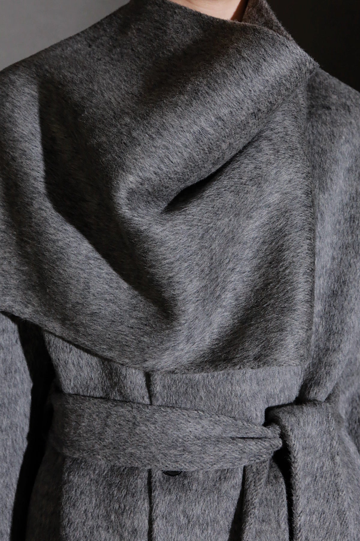 Luxury Lama Wool Blend Coat with Shawl Detail