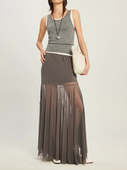 Urban Edge Tulle Panel Maxi Skirt