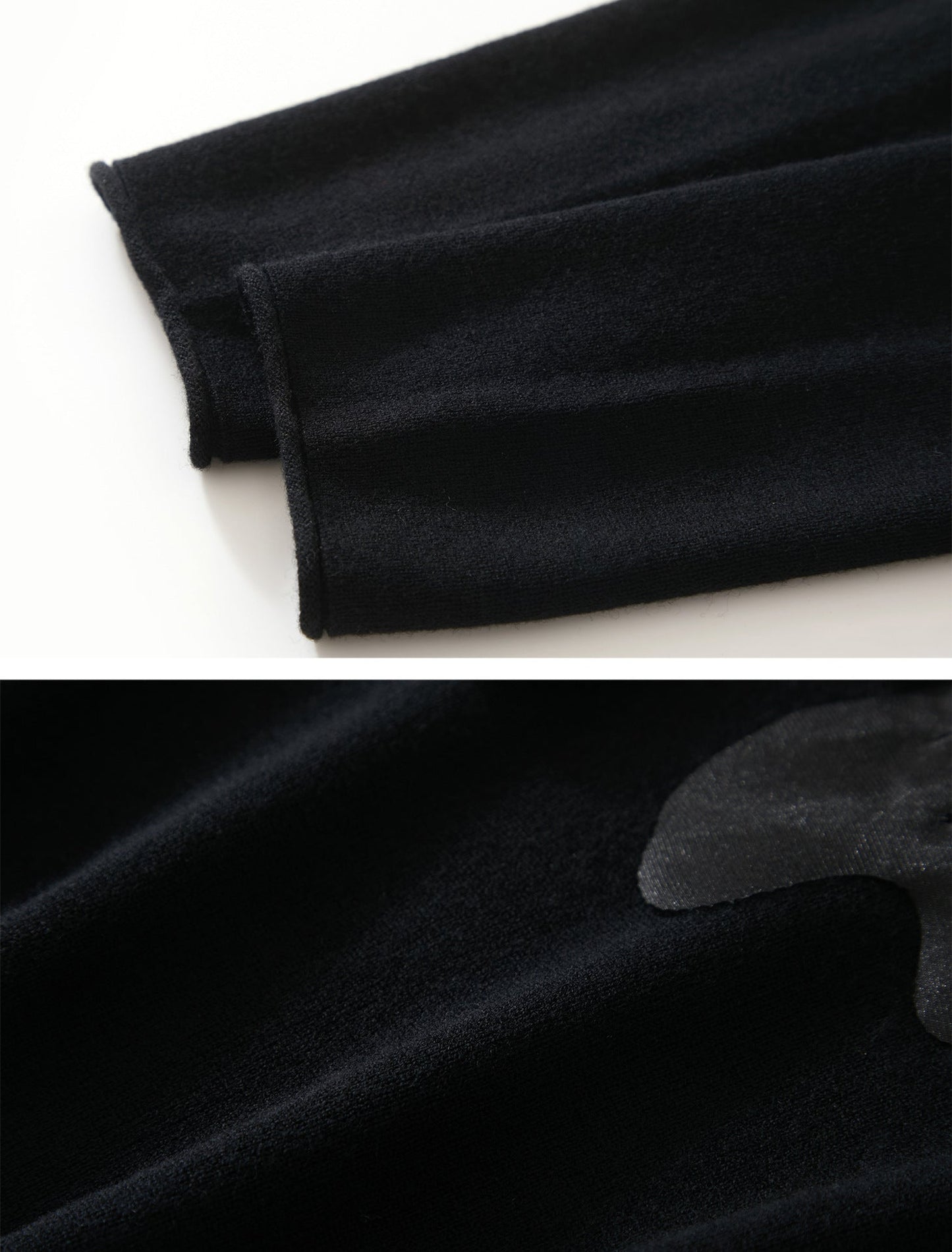 Hand-Embroidered Cashmere Sweater – One-Shoulder Floral & Feather Detail