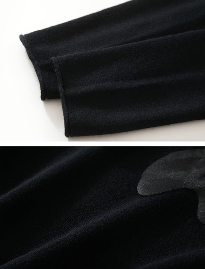 Hand-Embroidered Cashmere Sweater – One-Shoulder Floral & Feather Detail