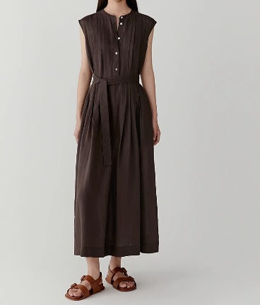 High Waist Vest Shirt Dress