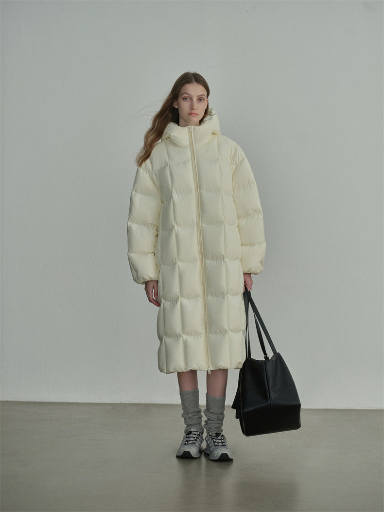 Long Hooded Duck Down Coat