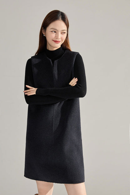 Double-Sided Cashmere Tencel Wool Sleeveless Dress – Short & Long Options