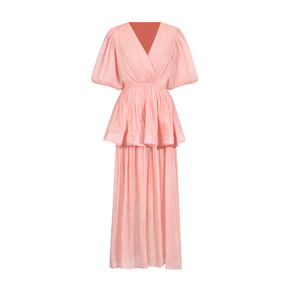 Retro Ruffle Elegance Maxi Dress – Summer Feminine Charm
