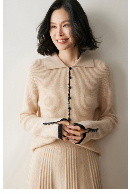 Color-Block Cashmere Cardigan