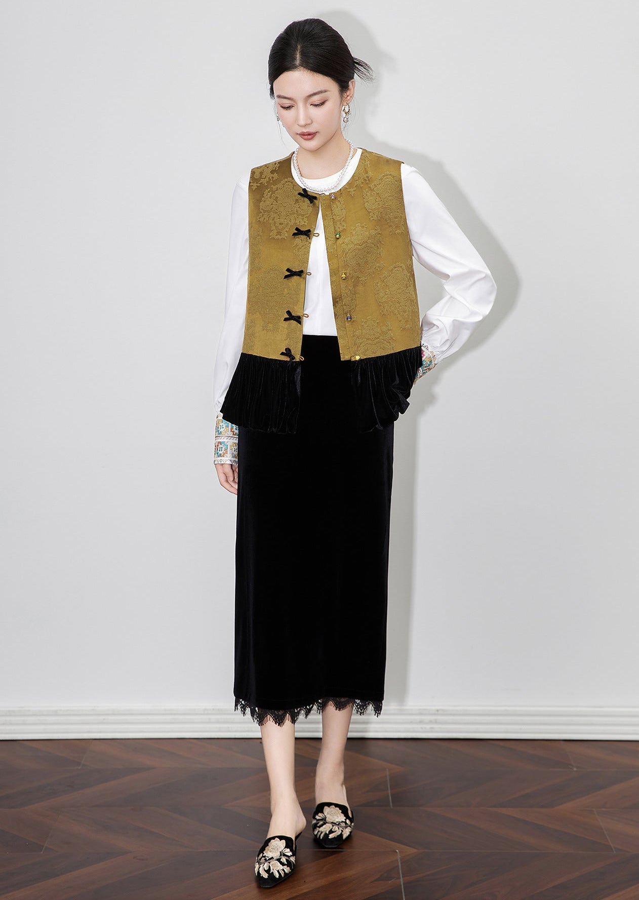 Jacquard Velvet Vest Jacket