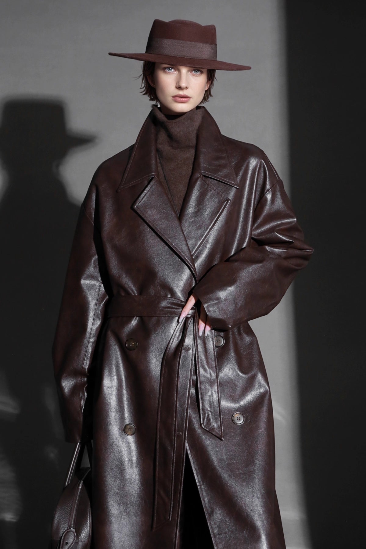 Luxury Genuine Sheepskin Trench Coat – Elegant & Timeless Design