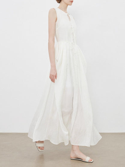 Elegant A-Line Sleeveless Summer Midi Dress
