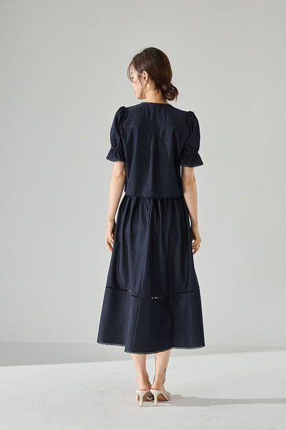 Celeste Faux Denim Two-Piece Set