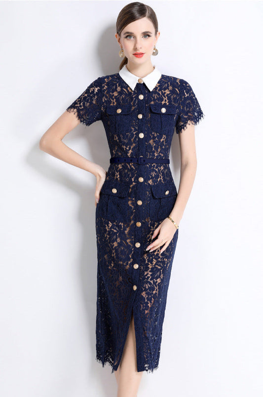Lace Elegance Slim Fit Midi Dress