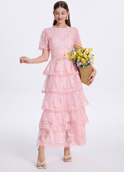 Embroidered Ruffle Tiered Maxi Dress
