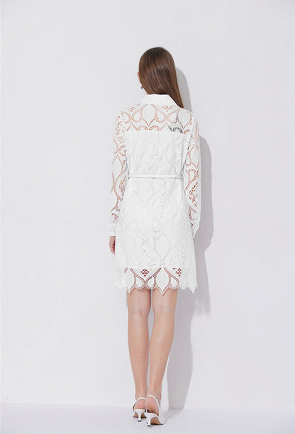 Modern Lace Polo Collar Dress