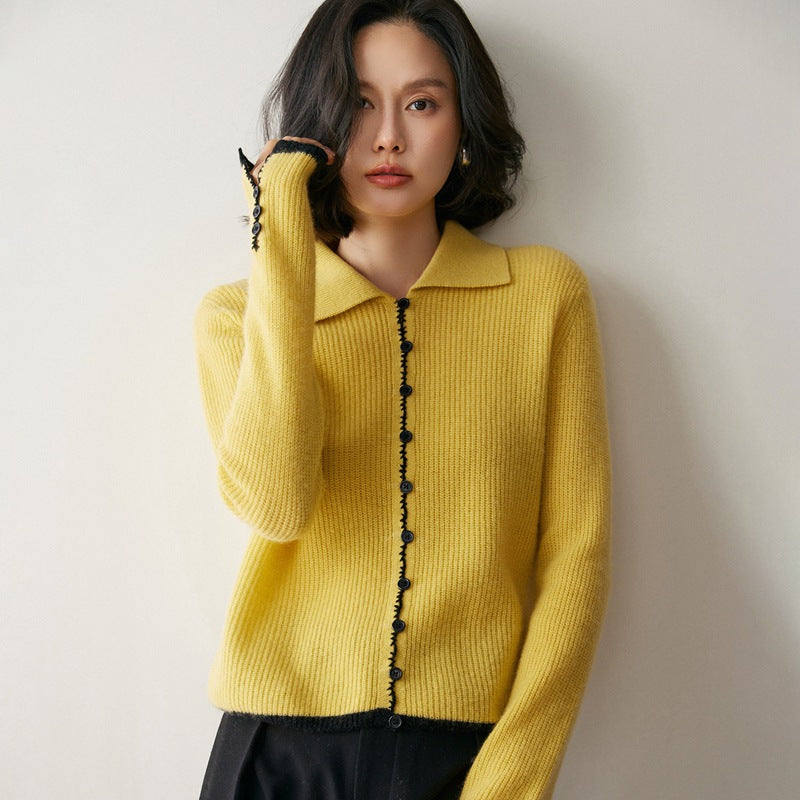 Color-Block Cashmere Cardigan