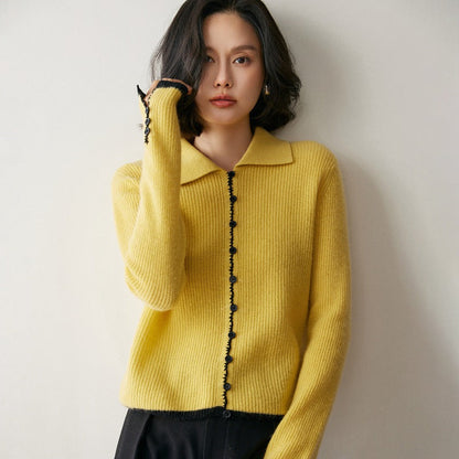 Color-Block Cashmere Cardigan