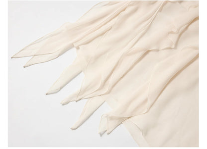 Asymmetric Ruffled Strappy Long Dress