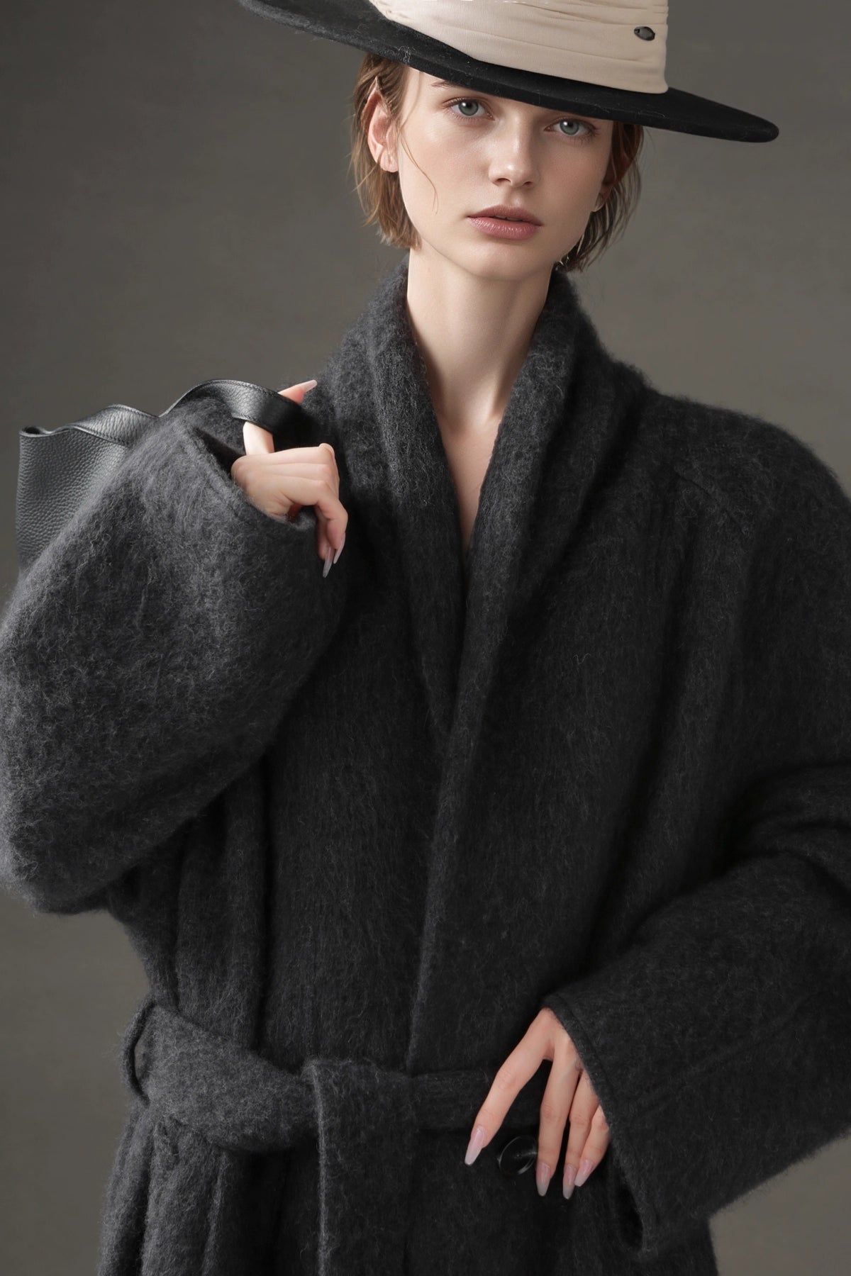 Luxury Tibetan Yak Wool Knit Coat – Belted Relaxed Fit