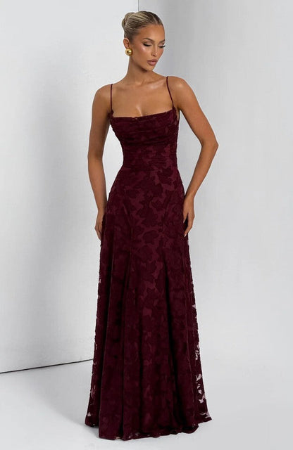 Strappy Backless Jacquard Maxi Dress