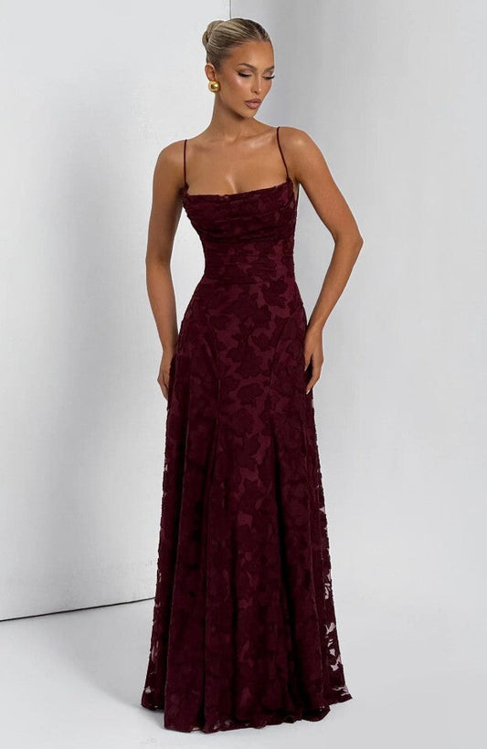 Strappy Backless Jacquard Maxi Dress