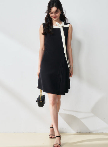 Contrast Bow Strap Midi Dress