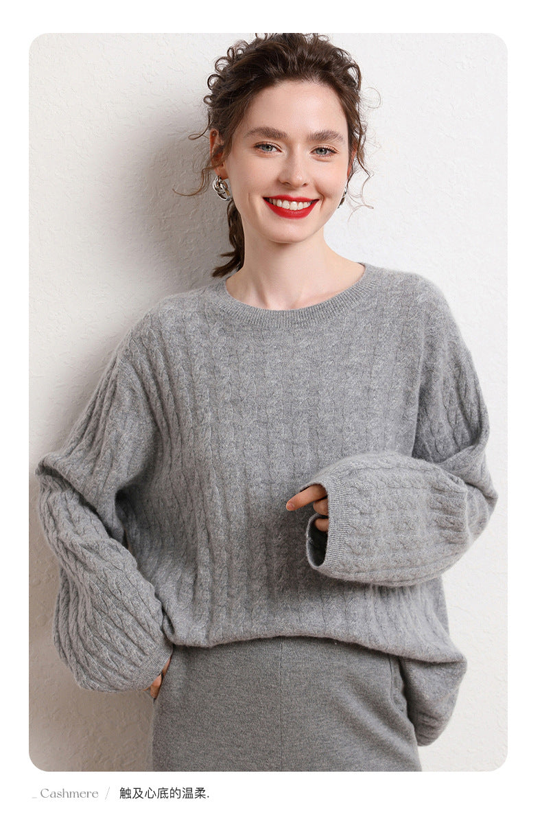Cashmere-Blend Oversized Twist Knit Sweater