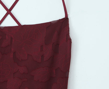 Strappy Backless Jacquard Maxi Dress