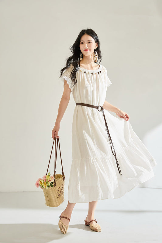Stage Light One-Shoulder Belted Summer Dress