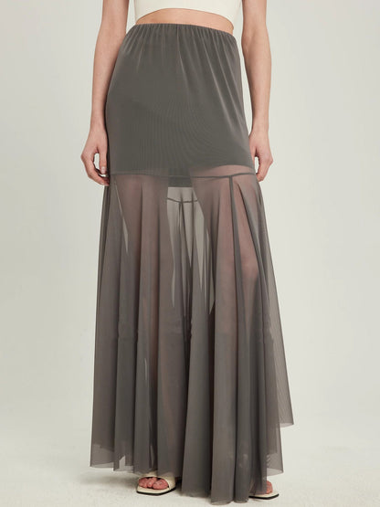 Urban Edge Tulle Panel Maxi Skirt