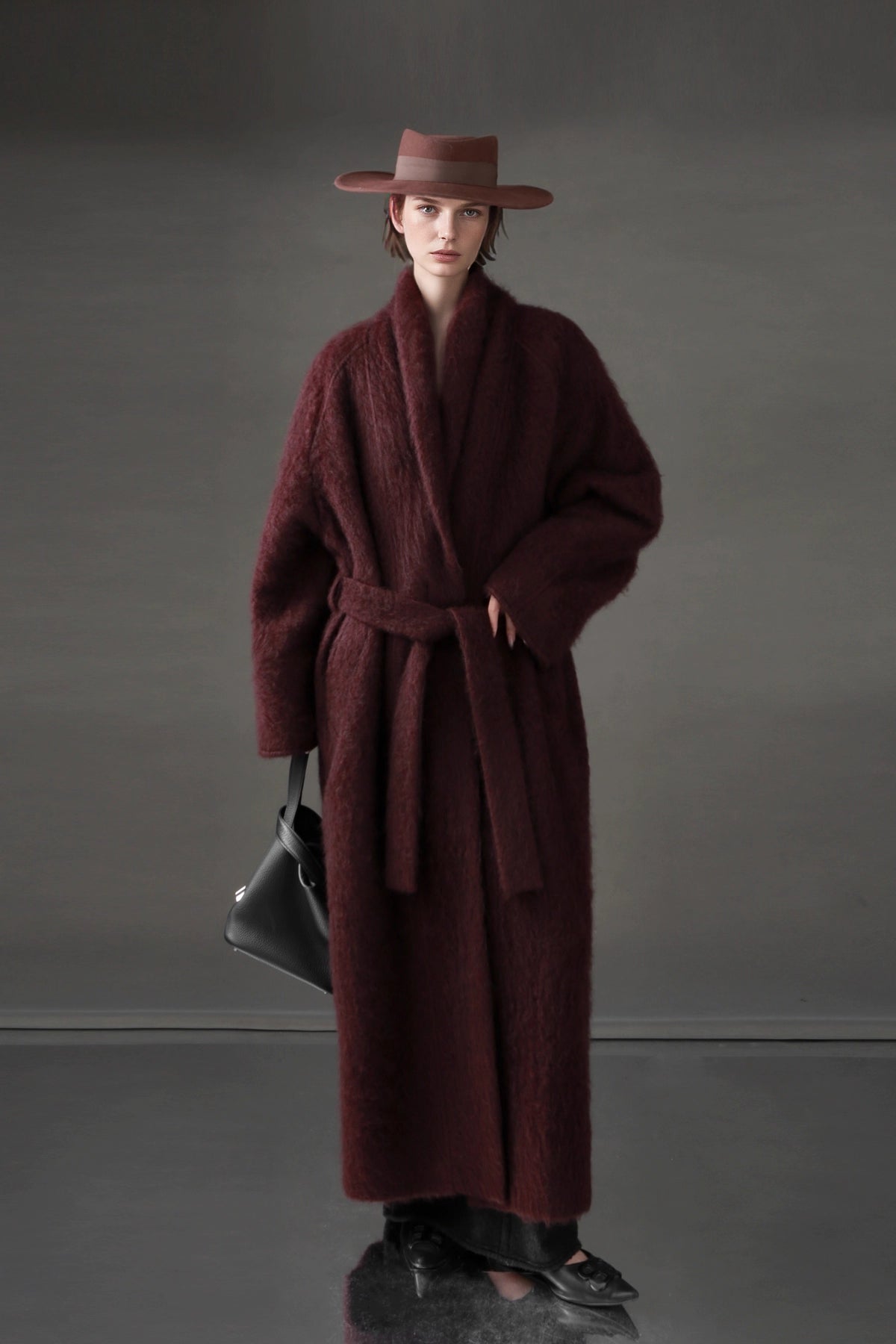 Luxury Tibetan Yak Wool Knit Coat – Belted Relaxed Fit
