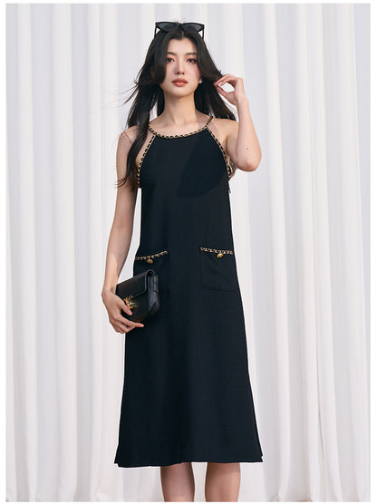 Noir Chain Strap Midi Dress